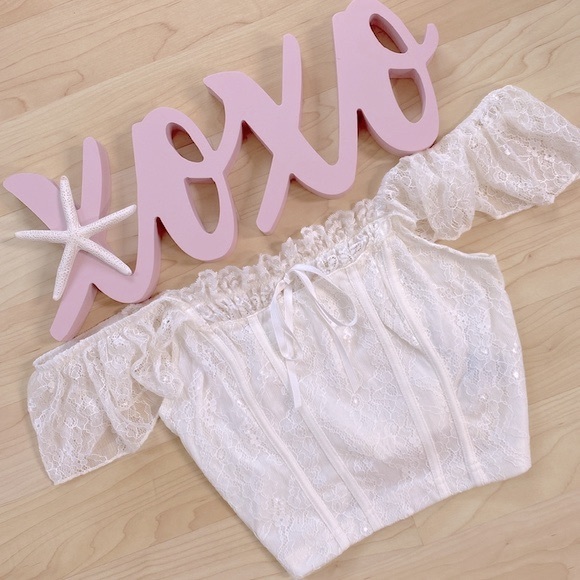 SHEIN Tops - SHEIN Lace Off-Shoulder Crop Top NWOT